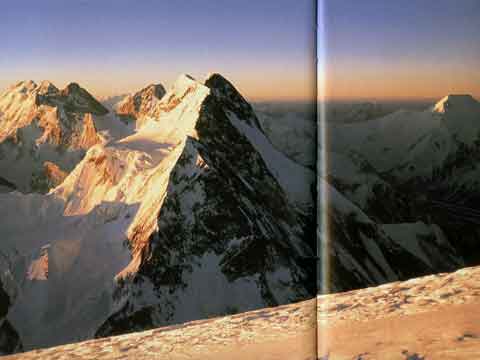 
Gasherbrum peaks, Broad Peak, Chogolisa Sunrise From K2 - Climbing The Worlds 14 Highest Mountains book

